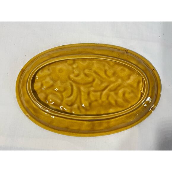 Vintage Raised Golden Floral Poppies Oval Candy Trinket Dish - Picture 2 of 5